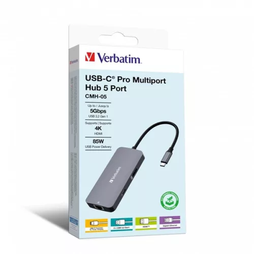 Verbatim 32150 USB-C Pro Multiport CMH-05 5v1 strieborný HUB
