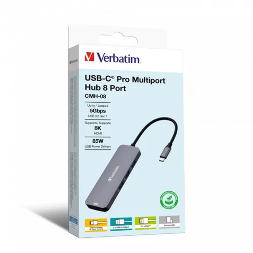 Verbatim 32151 USB-C Pro Multiport CMH-08 8v1 strieborný HUB