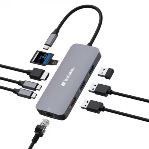 Verbatim 32152 USB-C Pro Multiport CMH-09 9v1 strieborný HUB