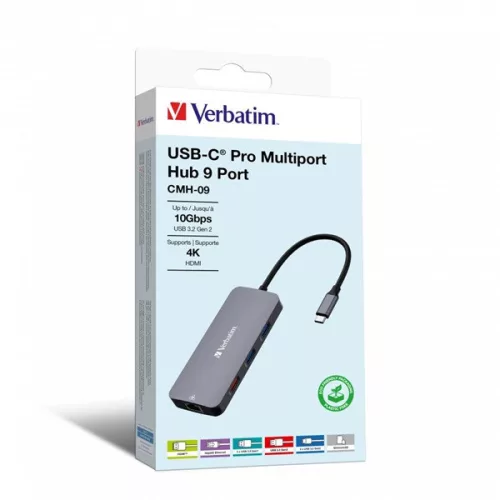 Verbatim 32152 USB-C Pro Multiport CMH-09 9v1 strieborný HUB