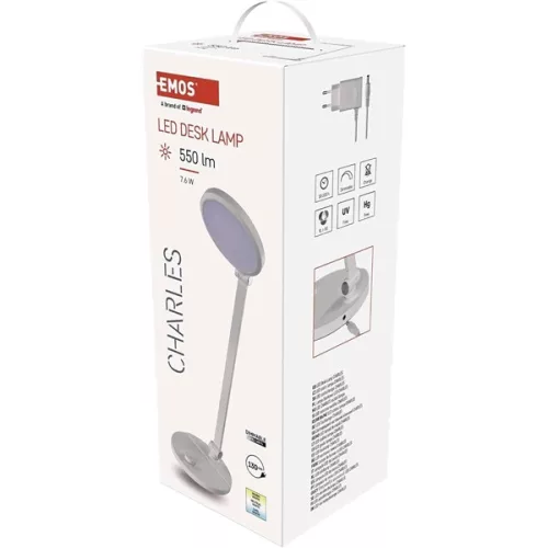 Emos Z7628W Charles fehér LED asztali lámpa