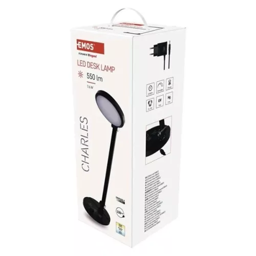 Emos Z7628B Charles fekete LED asztali lámpa
