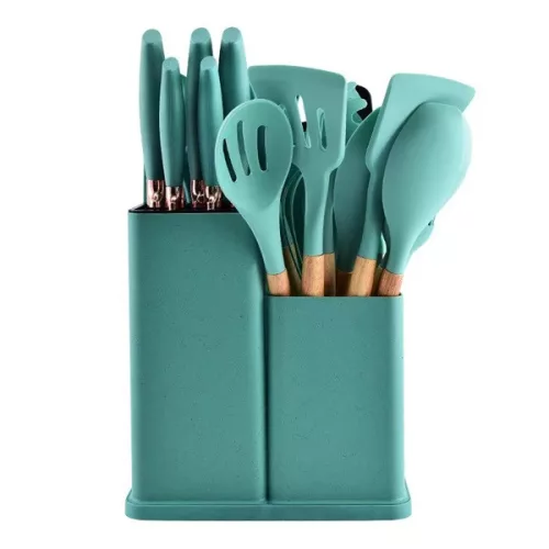 Set de tacâmuri de bucătărie IRIS KT-500, 19 piese, turcoaz