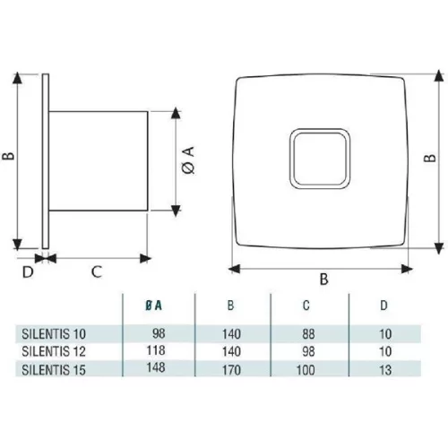 Ventilátor Cata Silentis 10 timer inox