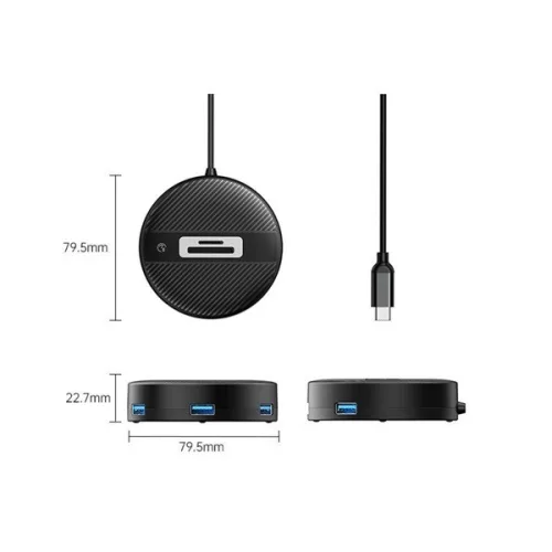 ORICO ORICO-YS5-C3-03-BK-BP USB HUB typu C 4x USB/SD/TF