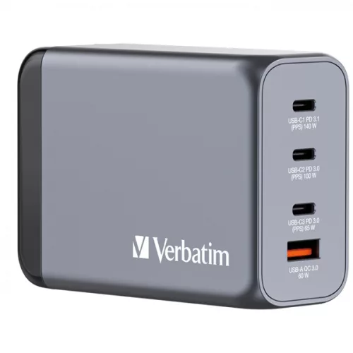 Verbatim 32205 GNC-240 GaN Charger 240W USB Type-A + 3xType-C hálózati töltő adapter