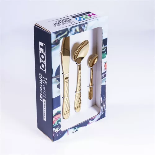 Set de tacâmuri TOO KT-479 G auriu-miere, 16 piese