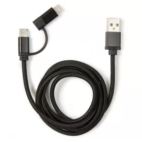   Opletený kábel Kikkerland US237-BK s konektorom USB-C na Lightning, čierny
