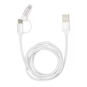 Pletený kábel Kikkerland US237-SI USB-C Lightning Silver
