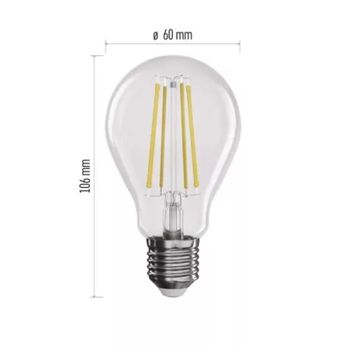 Emos ZF5254D E27 LED žiarovka s vláknom/7,5 W (75 W)/1 055 lm/prírodná biela/stmievateľná s vláknom A60