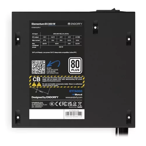 Endorfy Elementum E5 350W 80+ ventillátorral dobozos tápegység