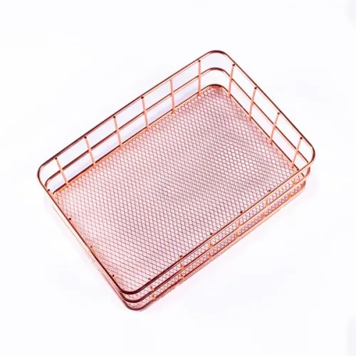 IRIS KT-212 Set de 2 coșuri de depozitare cu grilă metalică (17,5cmx12cmx6cm, 24cmx16cmx6cm)