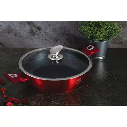 Berlinger Haus BH/1262N 24 cm Metallic Line Burgundy Edition cu capac, picioare joase