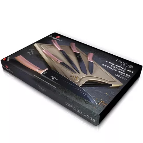 Berlinger Haus BH/2554A cu tocător din bambus, set de 6 cuțite roz