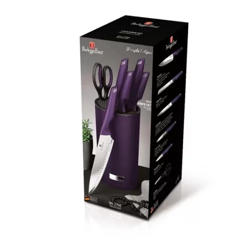 Set de cuțite Berlinger Haus BH/2798 din oțel inoxidabil cu suport, violet, format din 7 piese