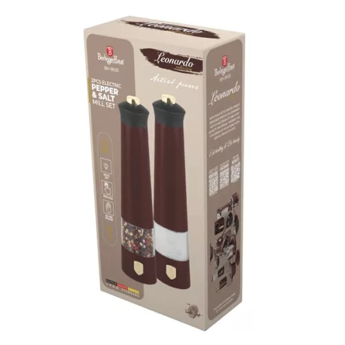 Râșniță electrică de sare și piper Berlinger Haus BH/9555, visiniu mat, cu 2 piese
