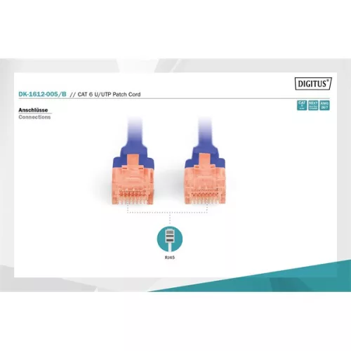 DIGITUS Cat.6 U/UTP PVC 0,5 m blaues Patchkabel