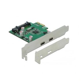   Delock 90493 PCI Express x1 kártya - 2 x külső SuperSpeed USB (USB 3.2 Gen 1) USB Type-C hüvely