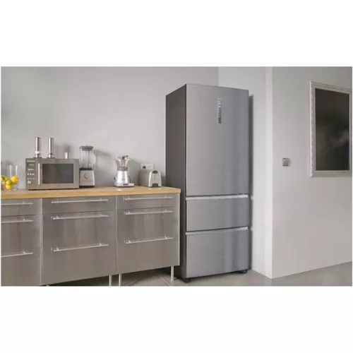 Haier A3FE743CPJ nerezová oceľ, mraznička dole, chladnička: 310 l, mraznička: 140 l, celková bezmrazová chladnička