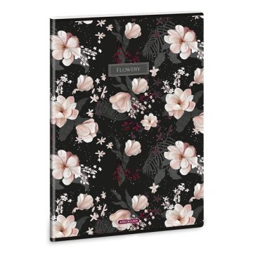   Ars Una Flowery Black 24 (5374) A4 extra kapcsos kockás füzet