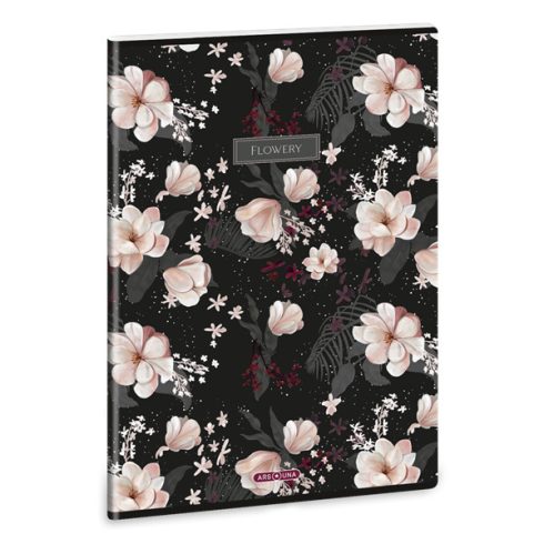 Ars Una Flowery Black 24 (5374) A4 extra kapcsos kockás füzet