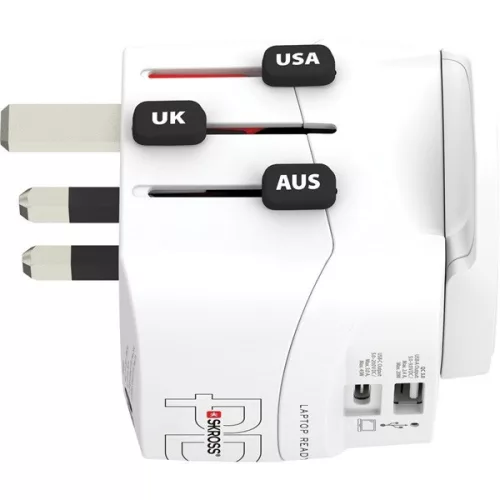 Cestovný adaptér SKROSS 1.302474 PRO Light 45W USB-A/USB-C pre biely svet + kábel typu C