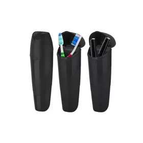   IRIS L-00626 großer Zahnbürstenhalter für Reisen, schwarz, beige oder grau