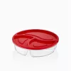IRIS BSF-00809 Recipient rotund Duo cu 3 compartimente, 1.200 ml, fildeș, antracit sau roșu