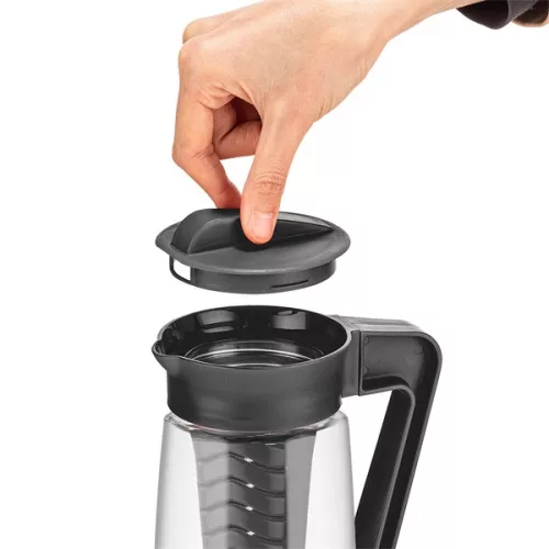 IRIS C-00250 Karefe Cană ovală cu suport pentru fructe 1.600ml, culoare neagră sau fildeș