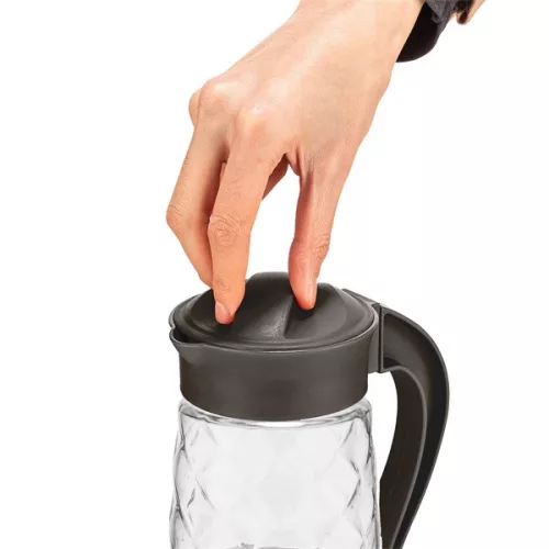 IRIS C-00315 Cană de sticlă Domi Crystal 1.600 ml, neagră sau fildeș