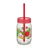 Cana de sticlă IRIS C-00162 Spring cu pai 380ml, roșie, verde sau galbenă