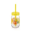 Cana de sticlă IRIS C-00162 Spring cu pai 380ml, roșie, verde sau galbenă