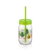 Cana de sticlă IRIS C-00162 Spring cu pai 380ml, roșie, verde sau galbenă