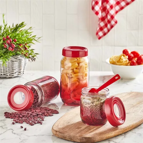 Recipient din sticlă roșu curcubeu IRIS C-00418 425ml