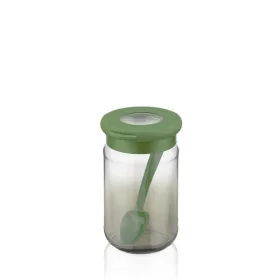   Recipient de depozitare din sticlă verde curcubeu IRIS C-00488 cu linguriță 380 ml