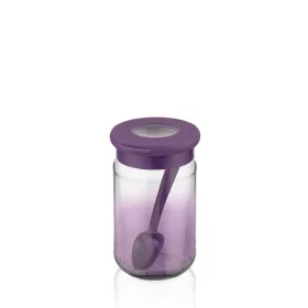   Recipient de depozitare din sticlă violet curcubeu IRIS C-00510 cu linguriță 380 ml