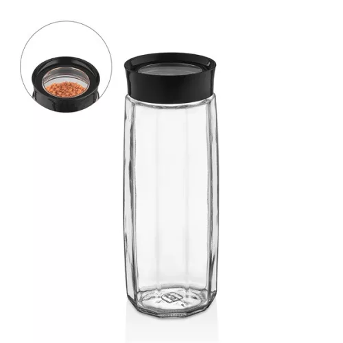 Recipient din sticlă IRIS C-00397 Visible Polygon 1.600 ml, negru sau fildeș