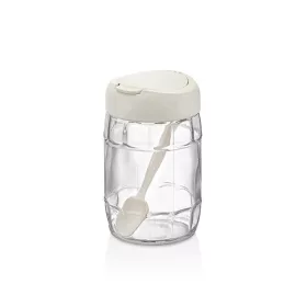   Recipient de depozitare din sticlă IRIS C-00171 Prizma cu linguriță 380ml, antracit, verde sau roșu