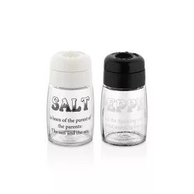   IRIS C-00382 Motto Salt&Pepper, recipient pentru condimente din sticlă, 2 x 100 ml, negru sau fildeș