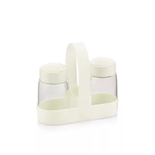 Set spray de condimente IRIS C-00467 cu picături din sticlă și suport, 2 bucăți 2*100ml, în cutie, culoare neagră sau fildeș