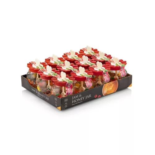 IRIS C-00181 Borcan de dulceață Frutta din sticlă 370 ml, roșu, portocaliu sau galben lămâie