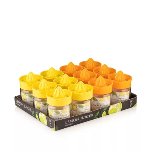 Storcător de lămâie IRIS C-00136 Fresia cu recipient din sticlă 425 ml, portocaliu sau galben lămâie