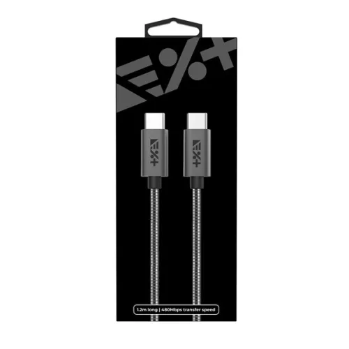 Dátový a nabíjací kábel NextOne USBCX2-MET-SG 1,2 m s konektorom C astro sivý