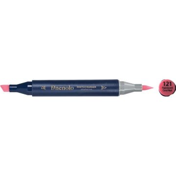   Deli Finenolo 121 - Fluorescent Coral Red kétvégű permanent ART marker