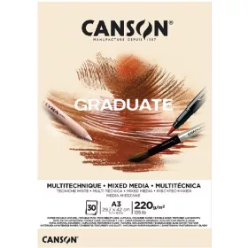   Canson Graduate Mixed Media A3, álló, 220 g/m2, ragasztott, natúr színű rajzpapírtömb