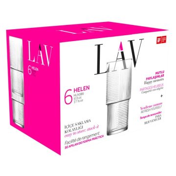   LAV Helen Long Drink 515ml koktélos pohár szett 6 darabos LV-HLN386F