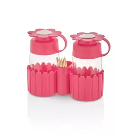   Set de condimente IRIS Daisy Salt&Pepper din sticlă cu suport 2 x 67 ml, verde, fuchsia, portocaliu sau galben lămâie HN-1117