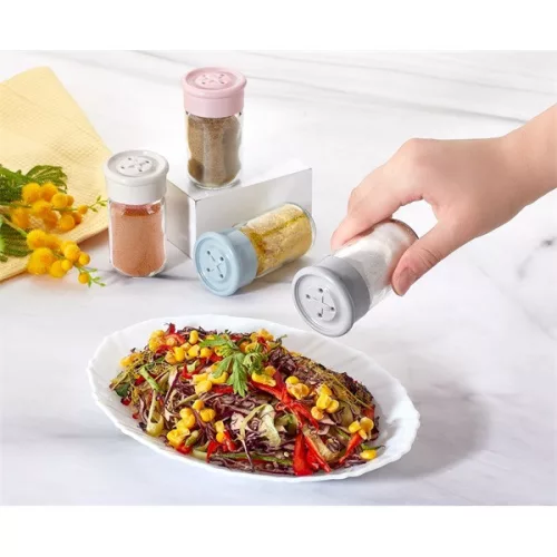 Dozator de condimente din sticlă IRIS Button 67ml, roz, alb, gri sau albastru HN-1136