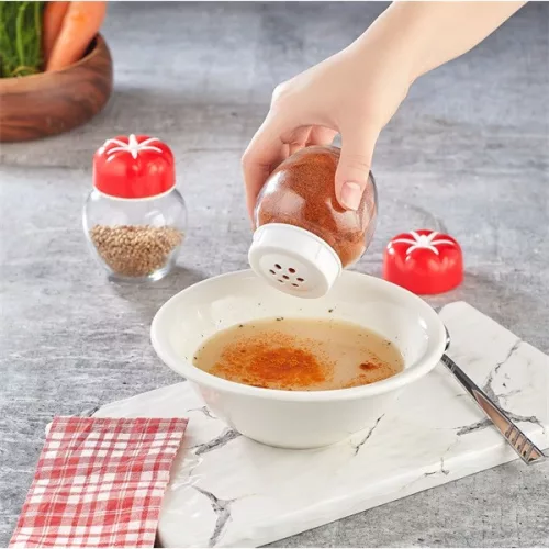Borcan de condimente din sticlă IRIS pentru roșii 210ml roșu HN-1208