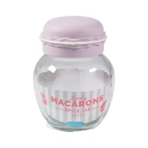 Borcan de condimente din sticlă IRIS Macaron 370ml, verde, fuchsia, portocaliu sau galben lămâie HN-1215